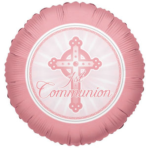 18" 1st Communion Pink Foil Balloon