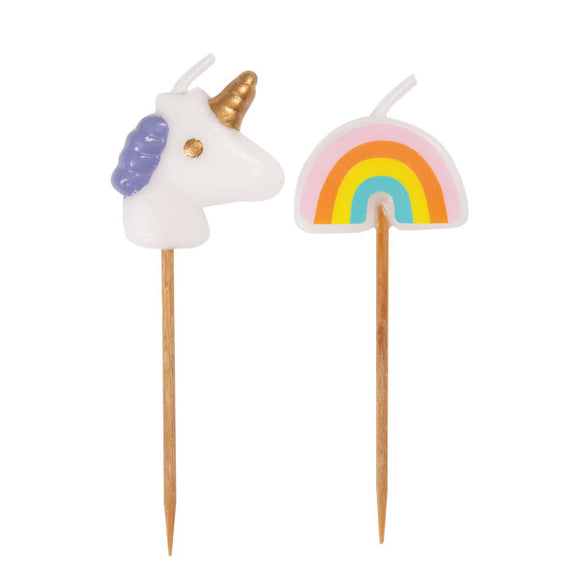 Unicorn & Rainbow Pick Birthday Candles - Assorted, 6ct