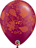 Halloween 11" Burgundy Fall Leaves Latex Balloon