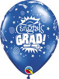 11" Royal Blue Congrats Grad Latex Balloon Jewel...