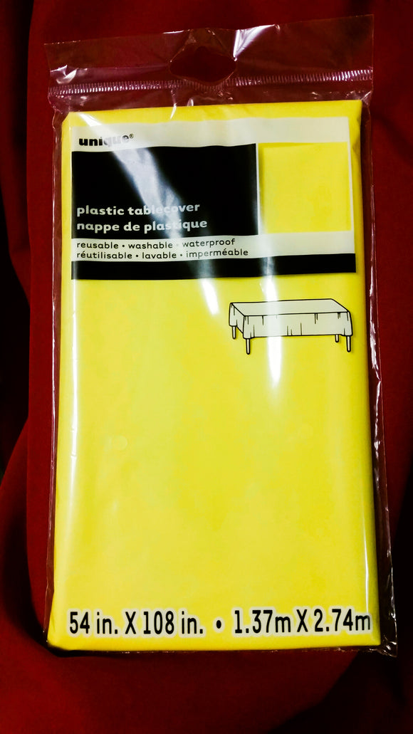 Yellow Rectangular Plastic Table Cover, 54