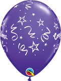 11" Purple Congratulations Streamers Latex Balloon...