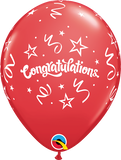 11" Red Congratulations Streamers Latex Balloon...