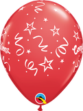 11" Red Congratulations Streamers Latex Balloon...