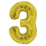 34" Gold Number 3 Foil Balloon