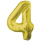 34" Gold Number 4 Foil Balloon