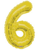 34" Gold Number 6 Foil Balloon