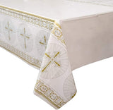 "54x84" Radiant Cross Gold & Silver Plastic Rectangle Table Cover, 1ct