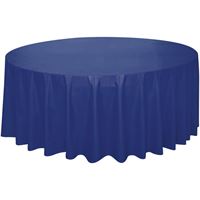 True Navy Blue Round Plastic Table Cover, 84in