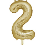 34" White Gold Number 2 Foil Balloon