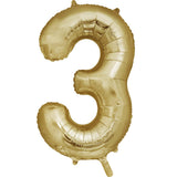34" White Gold Number 3 Foil Balloon