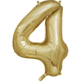 34" White Gold Number 4 Foil Balloon