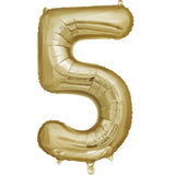34" White Gold Number 5 Foil Balloon