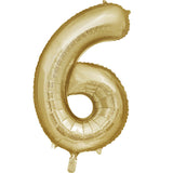 34" White Gold Number 6 Foil Balloon