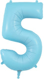 34" Matte Blue Number 5 Foil Balloon
