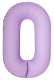 34" Slime Matte Lavender Number 0 Foil Balloon