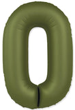 34" Slime Matte Olive Green Number 0 Foil Balloon
