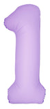 34" Slime Matte Lavender Number 1 Foil Balloon