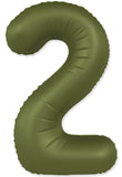 34" Slime Matte Olive Green Number 2 Foil Balloon