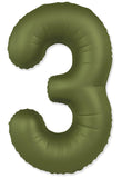 34" Slime Matte Olive Green Number 3 Foil Balloon