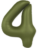 34" Slime Matte Olive Green Number 4 Foil Balloon