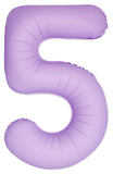 34" Slime Matte Lavender Number 5 Foil Balloon