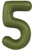 34" Slime Matte Olive Green Number 5 Foil Balloon
