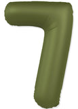 34" Slime Matte Olive Green Number 7 Foil Balloon