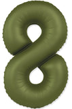 34" Slime Matte Olive Green Number 8 Foil Balloon