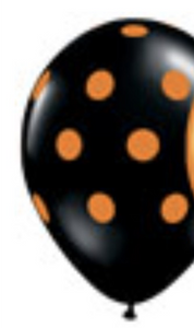 Halloween Onyx Black with Orange Polka Dots 11" Latex Balloon
