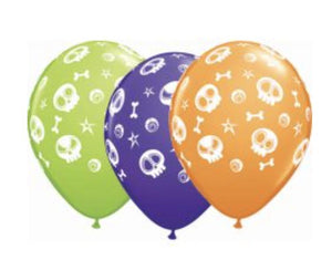 Halloween Fun Skulls and Eyeballs 11" Purple Latex Balloon