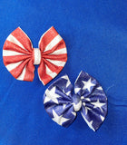4th of July Mini Clip On Bows, 2ct