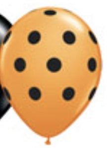 Halloween Orange with Black Polka Dots 11" Latex Balloon