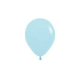 A single light blue latex balloon centered on a plain white background.