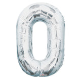34" Silver Number 0 Foil Balloon