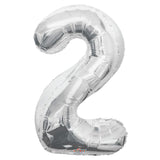 34" Silver Number 2 Foil Balloon