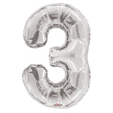 34" Silver Number 3 Foil Balloon