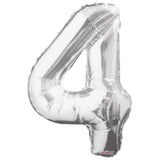 34" Silver Number 4 Foil Balloon