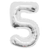 34" Silver Number 5 Foil Balloon