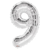 34" Silver Number 9 Foil Balloon