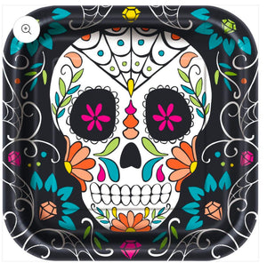 Halloween Skull Day Of The Dead 8.75" Dinner Plates, 8 ct