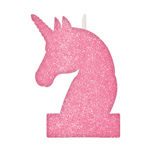 Pink Magical Unicorn Glitter Candle 8cm x 13cm .;..;.