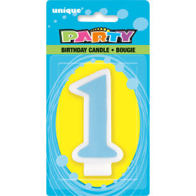 1st Birthday Number Candle - Blue