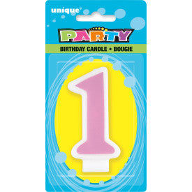 1st Birthday Number Candle - Pink