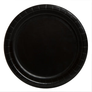 Black Solid Round 7" Dessert Plates, 8ct