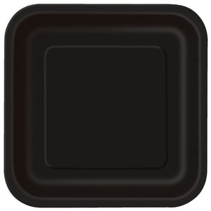 Black Solid Square 9" Dinner Plates, 14ct