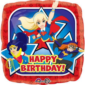 18" DC Super Hero Girls Happy B'day Foil Balloon