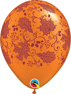 Halloween 11" Orange Fall Leaves Latex Balloon