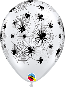 Spooky Diamond Clear with Spiders & Webs Halloween 11" Latex Balloon