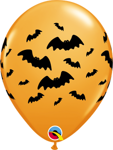 Spooky Orange with Bats Halloween 11" Latex Balloon